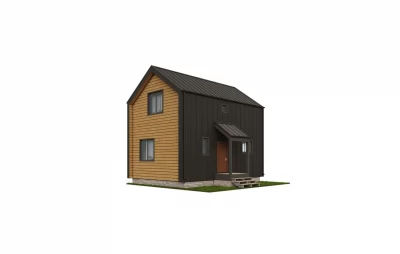 Двухэтажный дом «Гремислав» 8,2х5,8 в стиле Barn House с крыльцом