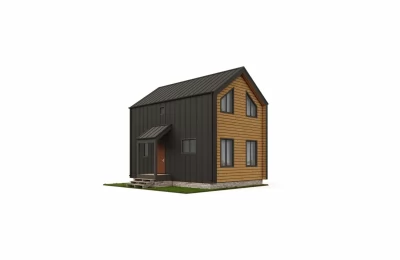 Двухэтажный дом «Гремислав» 8,2х5,8 в стиле Barn House с крыльцом