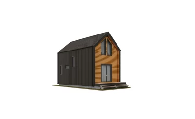 Двухэтажный дом «Ладимир» 8,5х5,2 в стиле Barn House с крыльцом и террасой