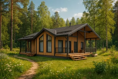 Каркасный Дом 9,5х15 «Тимон» с крыльцом 